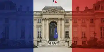 Palácio do Eliseu e bandeira francesa, simbolizando as Eleições Presidenciais na França em 2026.