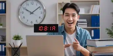 Pessoa organizando um escritório em casa com o método dos 15 minutos, ambiente limpo e produtivo.