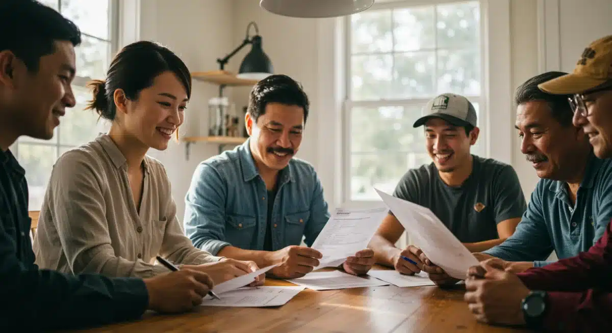 Produtores rurais analisando documentos de crédito e planos de investimento para 2026.