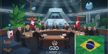 Líderes globais reunidos na Cúpula do G20 Brasil 2026, com foco em governança e sustentabilidade.
