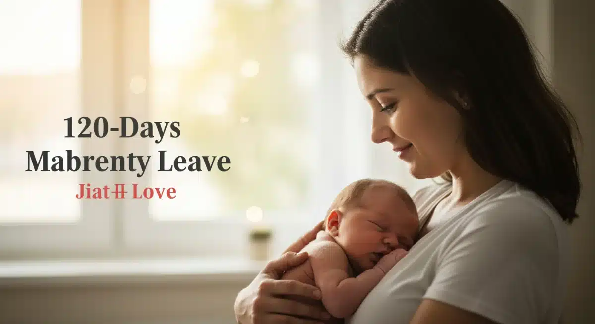 Mãe segurando seu bebê recém-nascido, simbolizando a licença-maternidade de 120 dias.