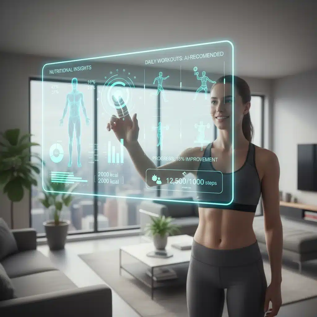 Holographic display showing AI personalized health data