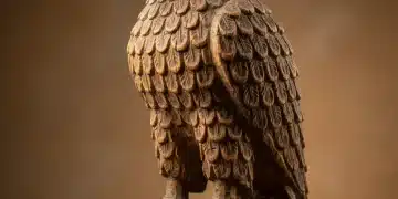 Antique carved wooden American folk art eagle with aged patina
