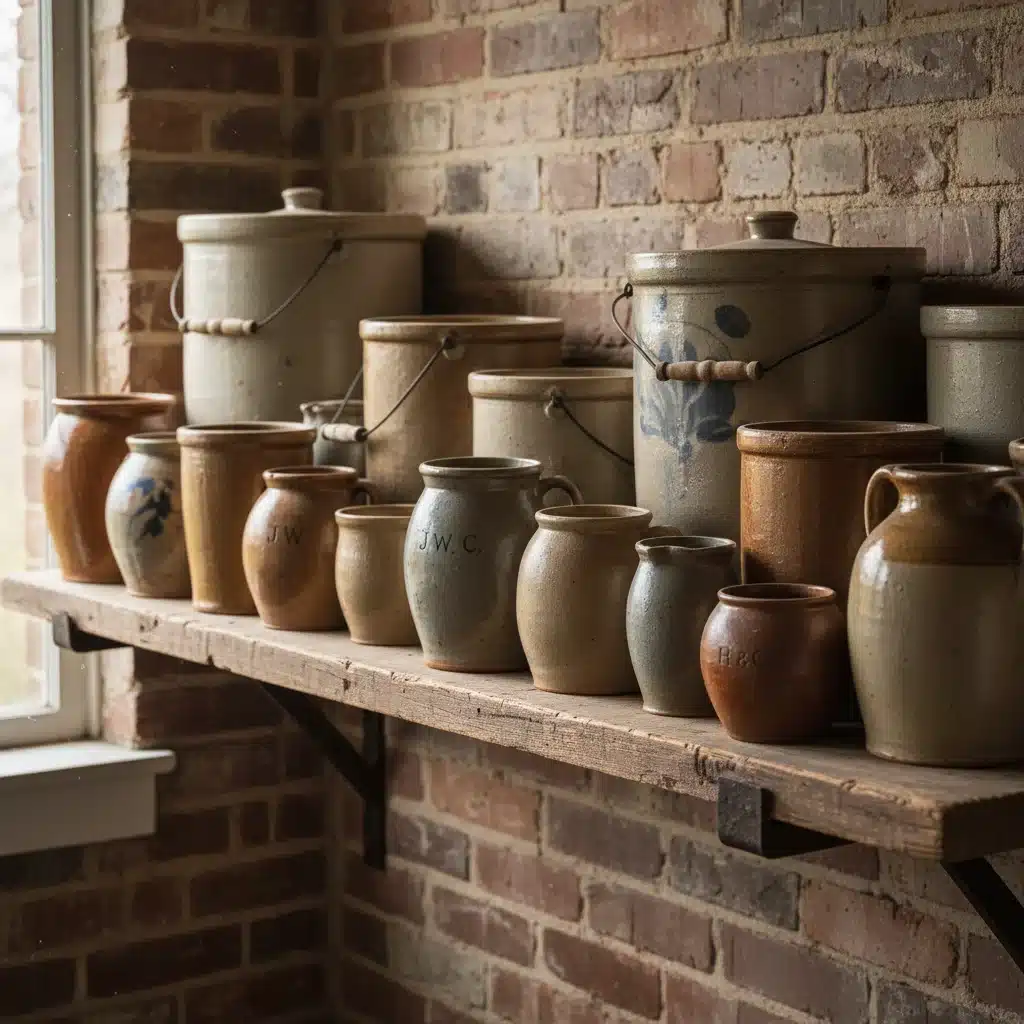 Collection of antique American folk art stoneware pottery
