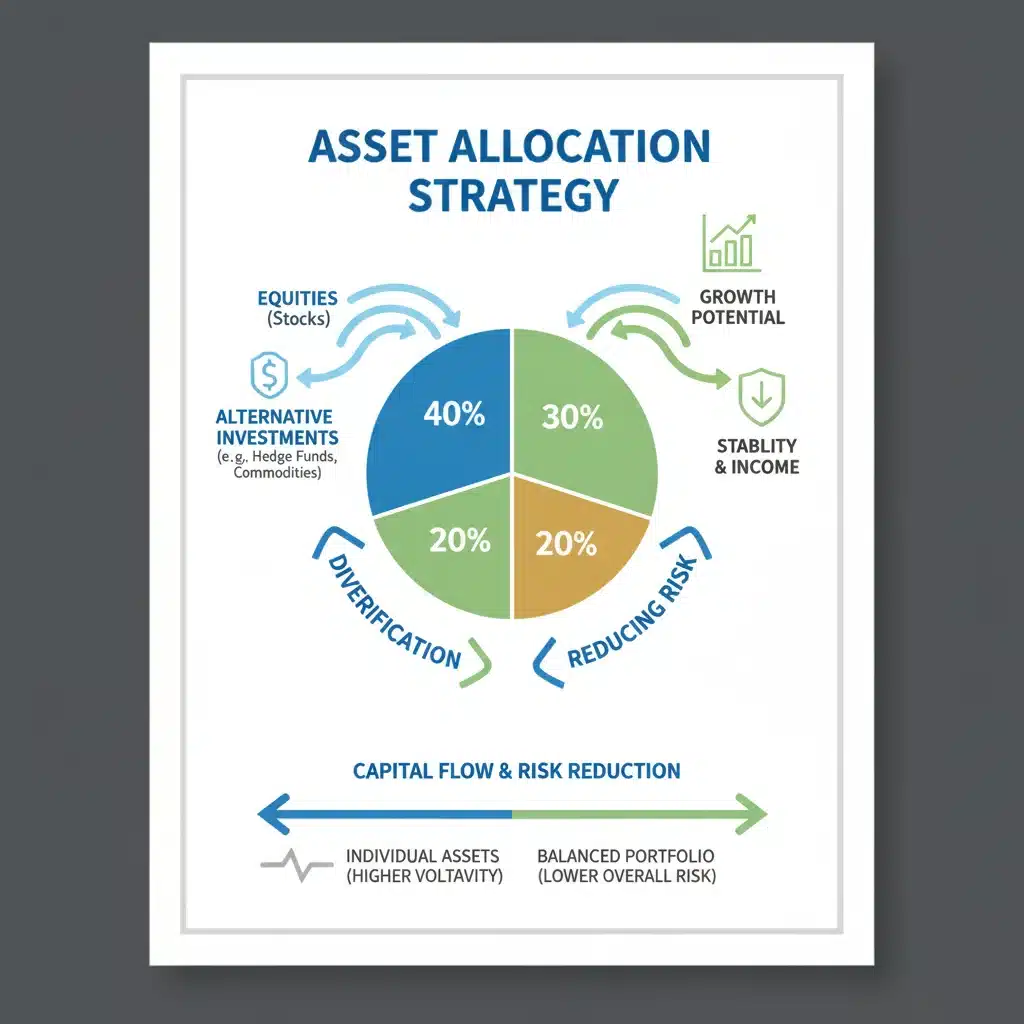Infographic demonstrating balanced asset allocation for risk reduction