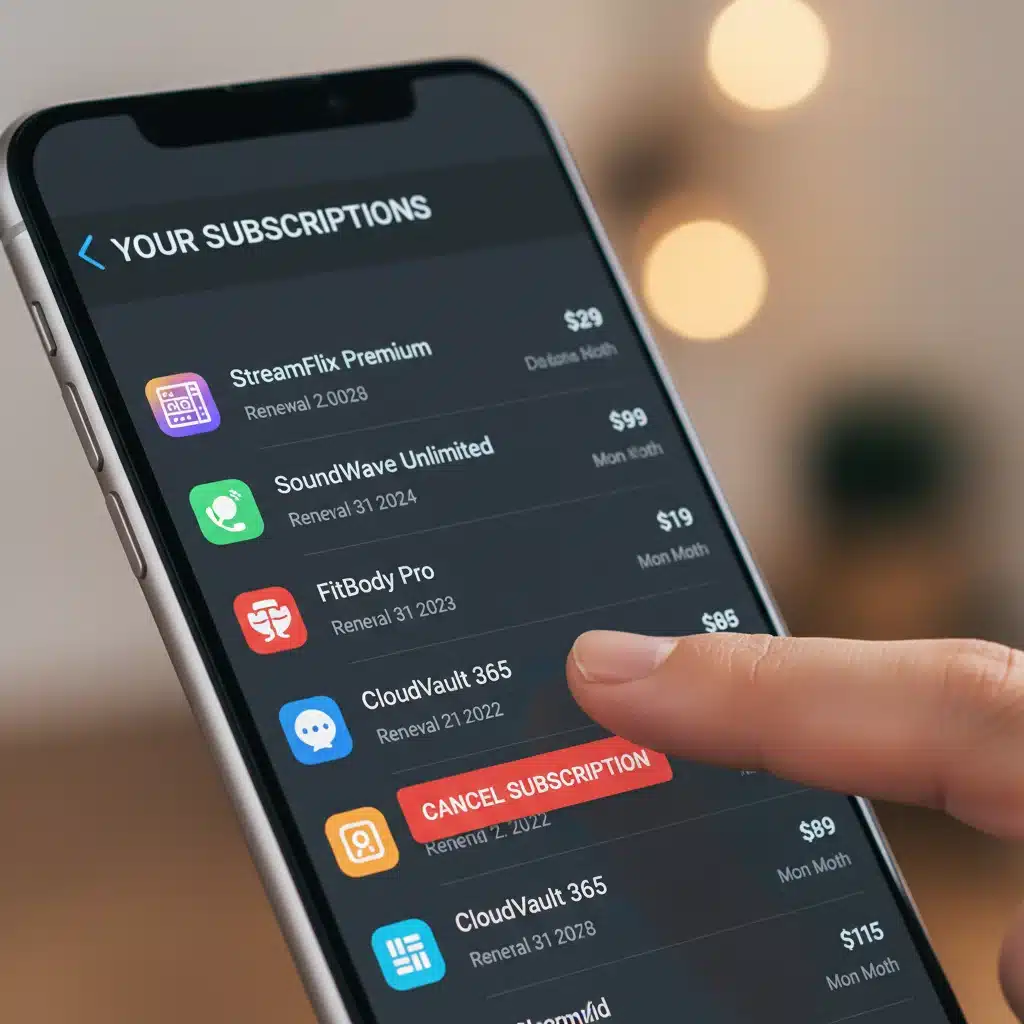 Smartphone screen showing subscription cancellation option