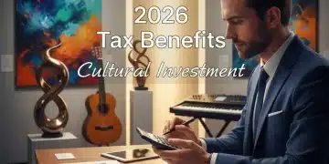Culture Investment Tax Benefits 2026: 15% Savings from Arts Donations Diverse art collection with financial documents, symbolizing culture investment and future tax benefits