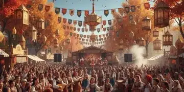 Fall 2026: 7 Must-Attend National Festivals Before December - Time-Sensitive Cultural Calendar Vibrant crowd enjoying a national festival with colorful decorations during autumn.