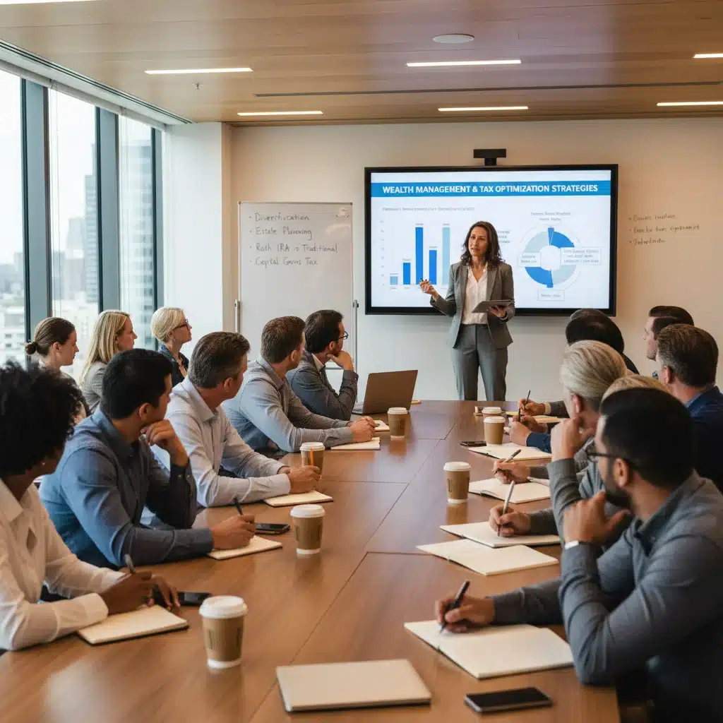 People attending a financial seminar to learn about wealth management and tax optimization