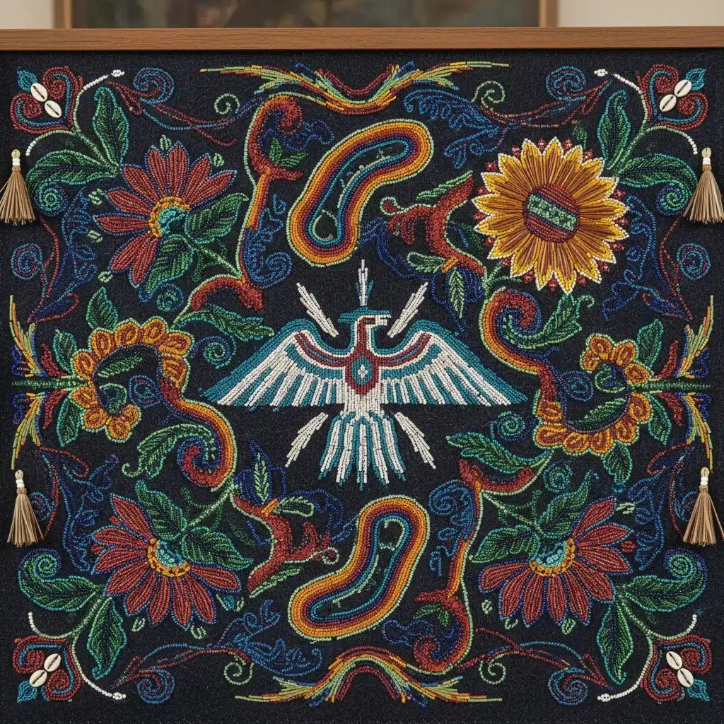 Great Lakes Woodland intricate beadwork textile