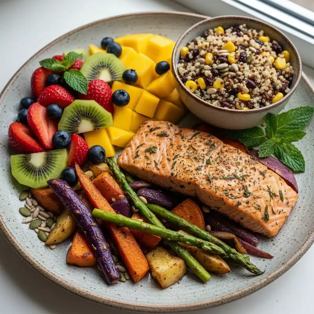Colorful plate of healthy and nutritious food