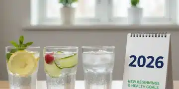 Refreshing glasses of water with fruit, symbolizing new hydration habits for 2026