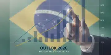 Gráficos econômicos e bandeira do Brasil, representando a inflação no Brasil em 2026.