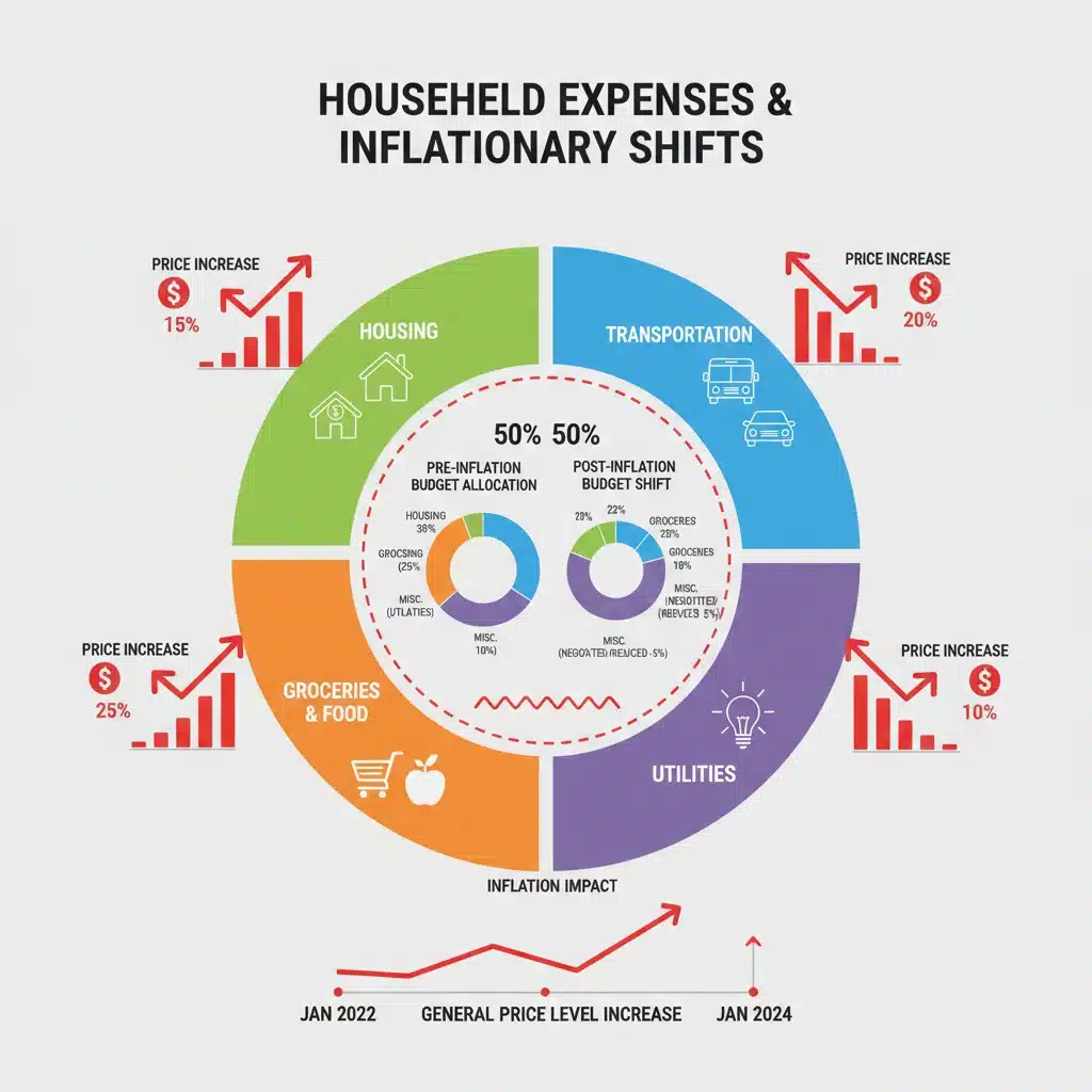 Infographic showing inflation impact on household expenses