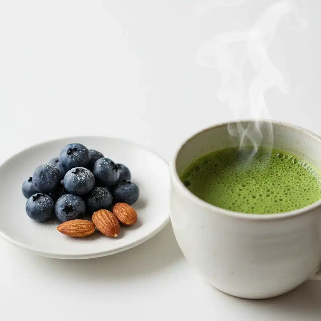Matcha green tea with blueberries for sustained energy