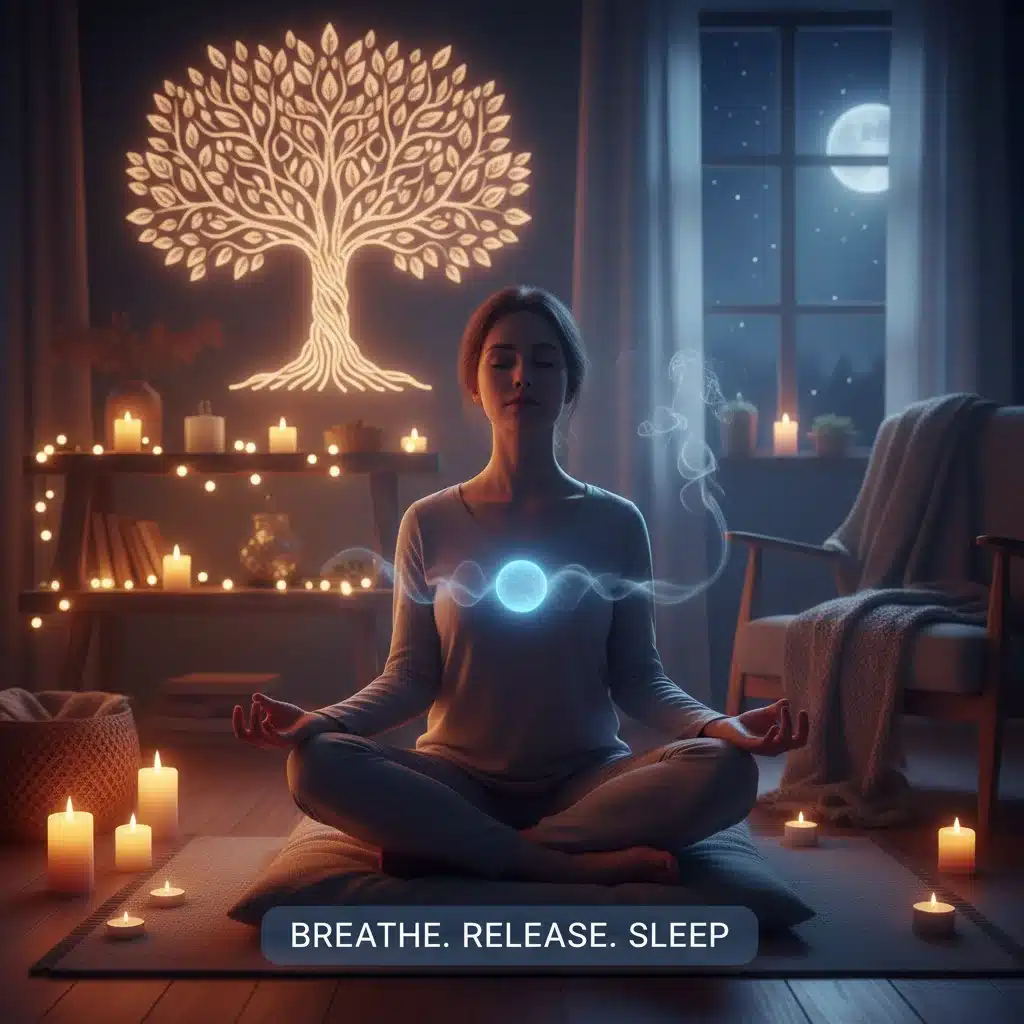 Person meditating for stress reduction and improved sleep