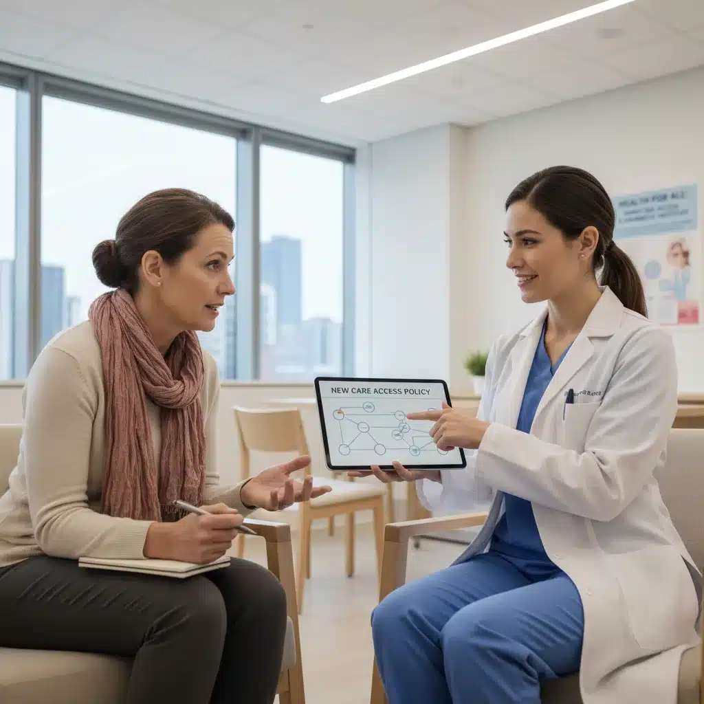 Patient discussing healthcare options with a doctor in a clinic