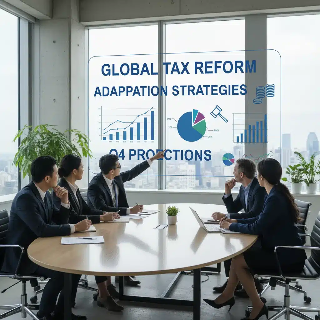 Profissionais de negócios discutindo estratégias de planejamento tributário para a Reforma de 2026.