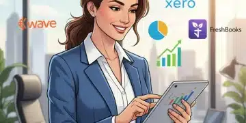 Mastering Small Business Finances: A Comprehensive Guide to Accounting Software Small business owner confidently reviewing finances on a tablet with accounting software logos