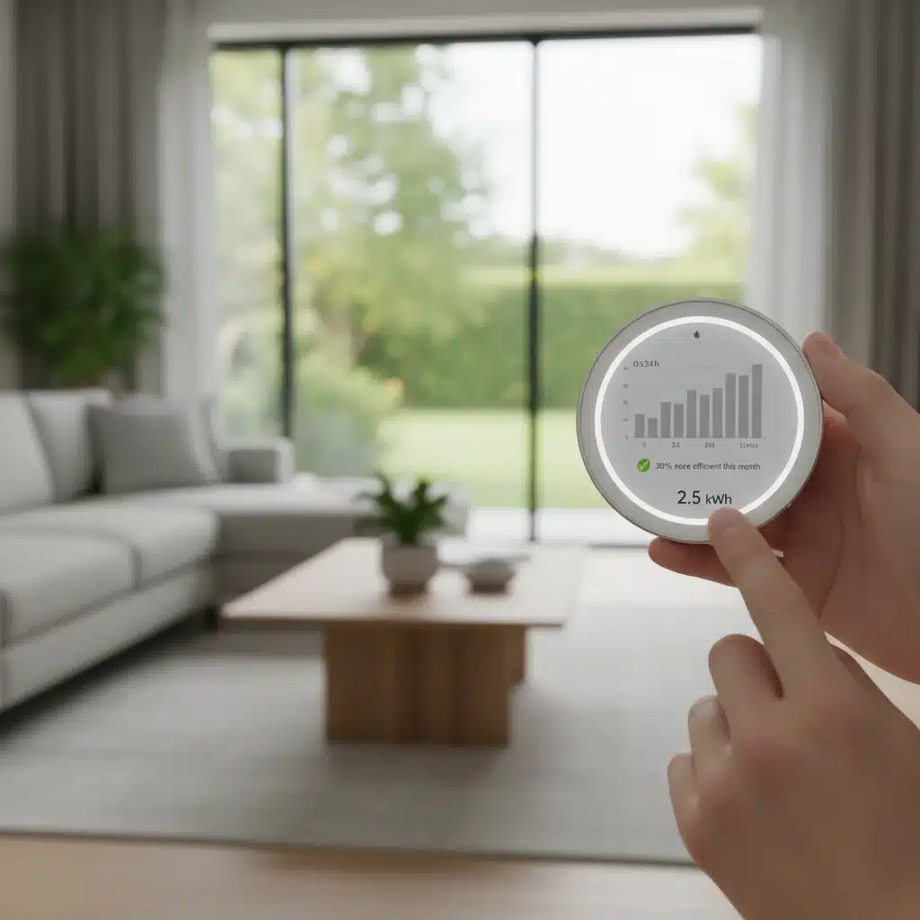 Smart thermostat displaying energy savings for eco-conscious home.