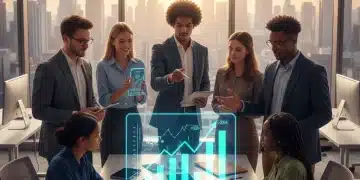 Young investors confidently analyzing financial data on a holographic display, symbolizing accessible investing for beginners in 2026.