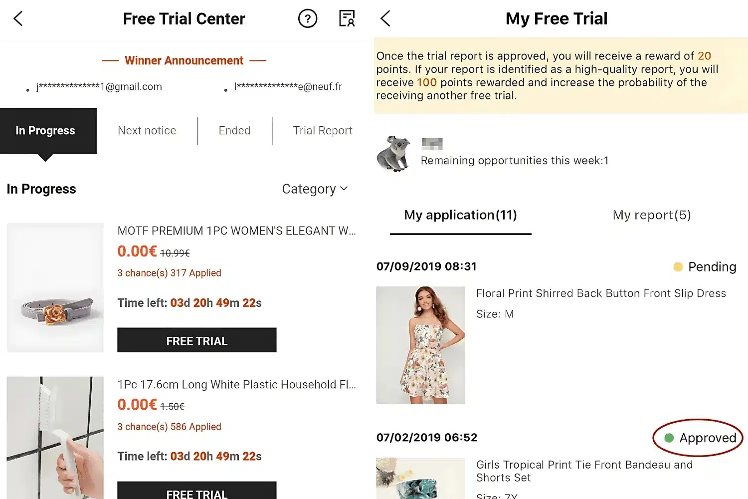 Programme de Test de Produits Shein