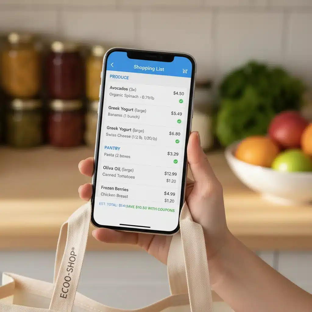 Application de liste de courses sur smartphone aidant à économiser