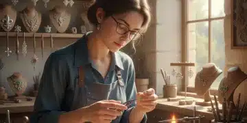 Artisan d'art travaillant sur une pièce de joaillerie délicate, symbole du renouveau des métiers d'art en France.