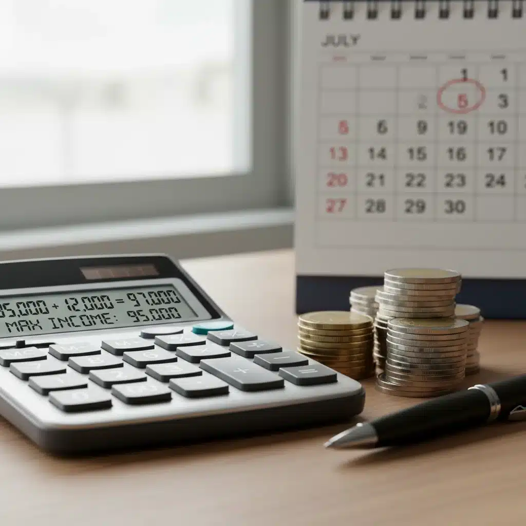 Calculatrice affichant des chiffres financiers pour les plafonds de revenus ARS