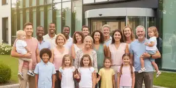 CSS France 2026 : Votre guide complet pour une Complémentaire Santé Solidaire optimisée Groupe de personnes souriantes devant un centre de santé, symbolisant l'accès aux soins et la solidarité de la CSS France 2026.