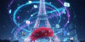 Réseaux Sociaux et Culture Française : L'Émergence des Tendances en Ligne 2026 Fusion de symboles culturels français et d'icônes numériques, illustrant l'influence des réseaux sociaux sur la culture française.