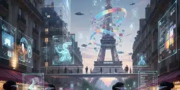 Tendances Culturelles France 2026 : Analyse Approfondie Illustration futuriste des tendances culturelles en France en 2026, mêlant patrimoine et innovation numérique.