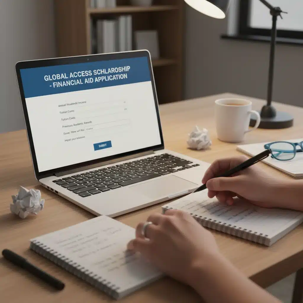 Étudiant remplissant un formulaire de demande de bourse en ligne, illustrant les démarches pour les aides étudiantes.
