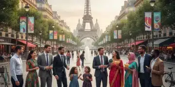 Diversité Culturelle France : 3 Programmes d'Intégration Réussis en 2026 Groupe diversifié de personnes souriantes dans un cadre urbain français, symbolisant l'intégration culturelle réussie.