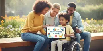 AEEH 2026 : Nouveautés, Calcul et Attribution Détaillés Famille souriante avec un enfant en fauteuil roulant, symbolisant le soutien et l'éducation pour les enfants handicapés et l'AEEH 2026.