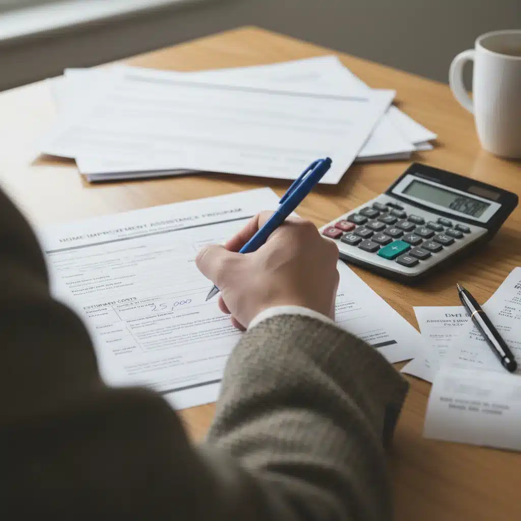 Main remplissant un formulaire de demande d'aide financière pour la rénovation énergétique.