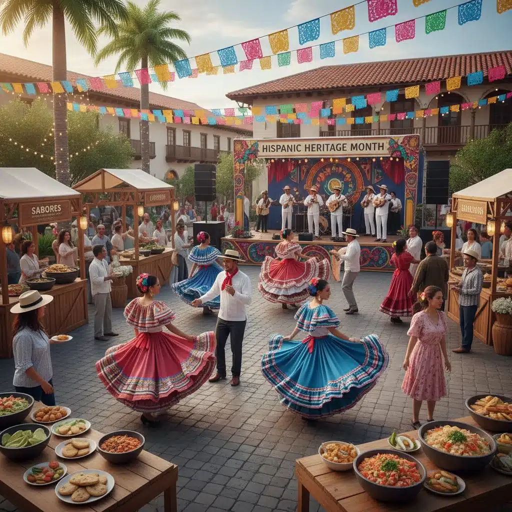 Hispanic Heritage Month celebration with traditional dance and food.