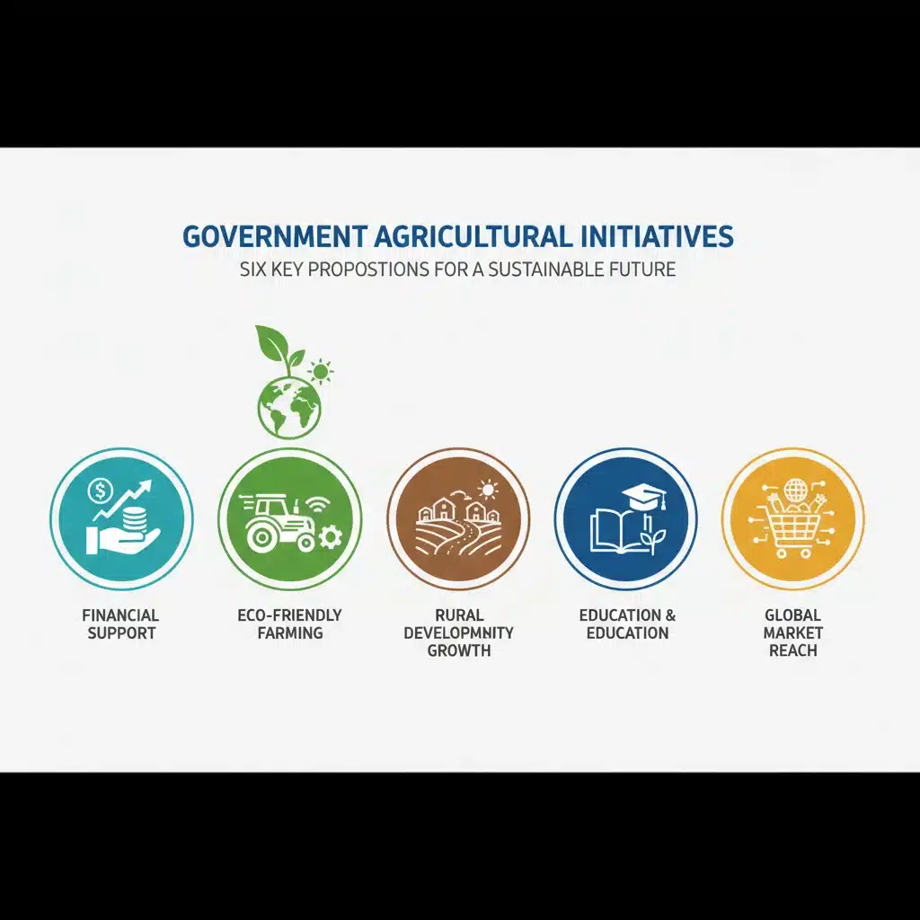 Infographie illustrant les six propositions du gouvernement pour l'agriculture française.