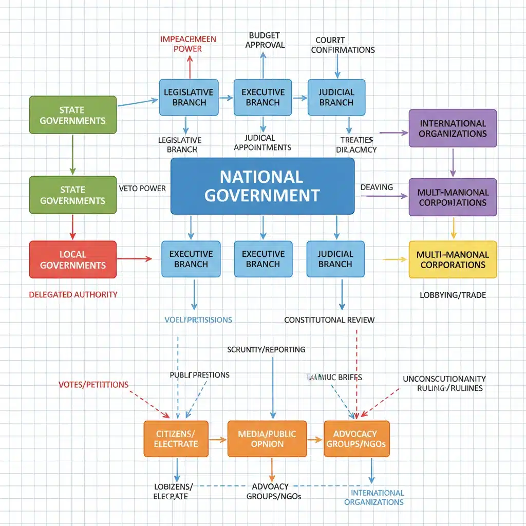 Diagramme des institutions politiques et de leurs interactions suite à une réforme constitutionnelle.