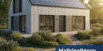 Maison rénovée avec isolation performante et panneaux solaires, symbolisant MaPrimeRénov' 2026 et les aides à la rénovation énergétique.