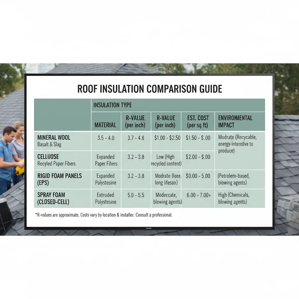 Tableau comparatif des matériaux isolants pour toiture