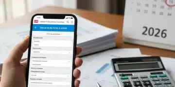 Prime d'Activité 2026 : Optimisez Votre Demande et Gagnez 200€/Mois Main d'une personne complétant un formulaire de demande de Prime d'activité de la CAF sur smartphone, avec des documents financiers et un calculateur en arrière-plan pour 2026.