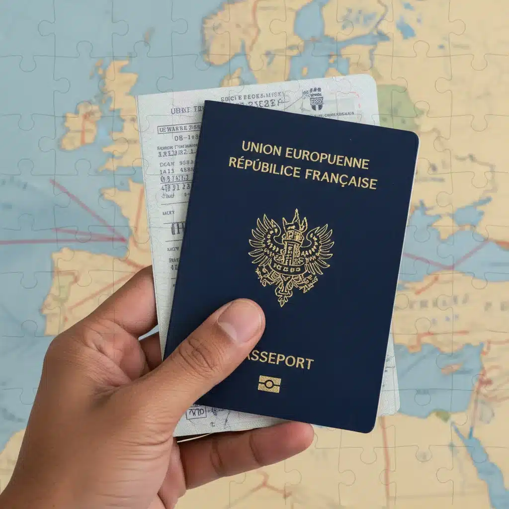 Passeport français et carte de l'Europe, symboles des enjeux migratoires
