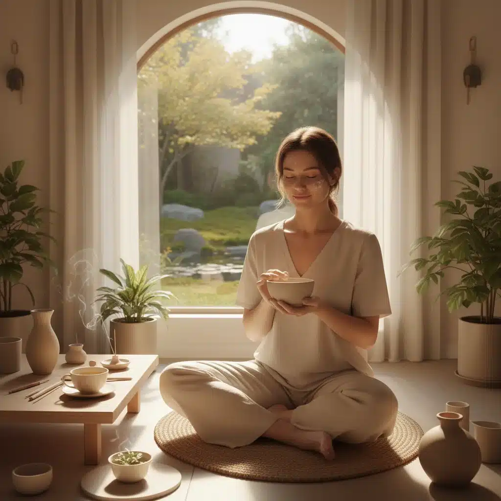 Personne concentrée et relaxée pratiquant une activité méditative ou un artisanat, favorisant la réduction du stress.