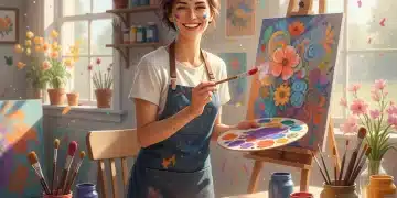 Personne souriante pratiquant un hobby créatif pour améliorer son humeur et son équilibre émotionnel en 2026.