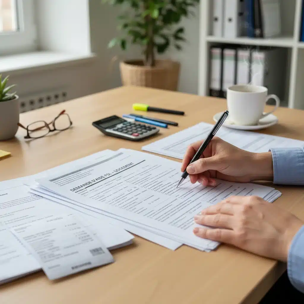 Personne remplissant un dossier de demande d'aide FSL pour le logement.