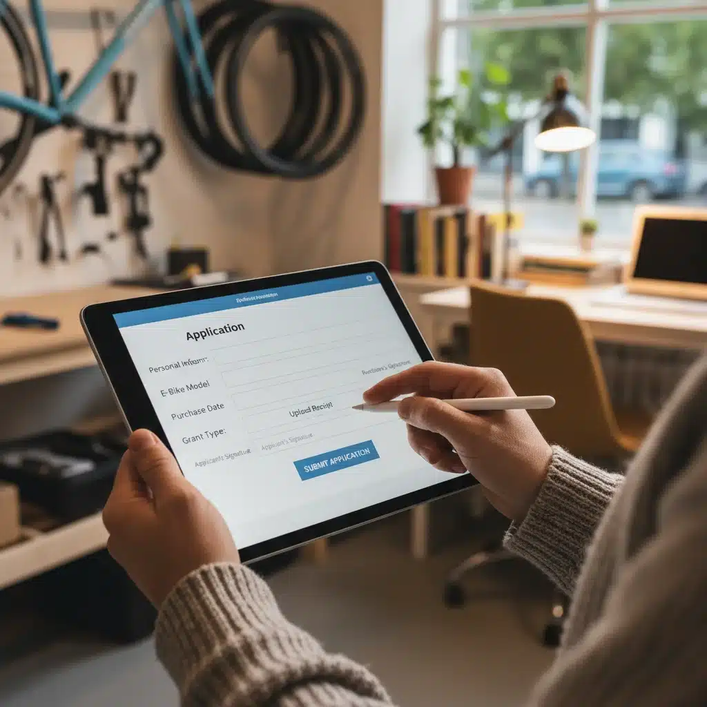 Personne remplissant un formulaire de demande en ligne pour la prime vélo électrique.