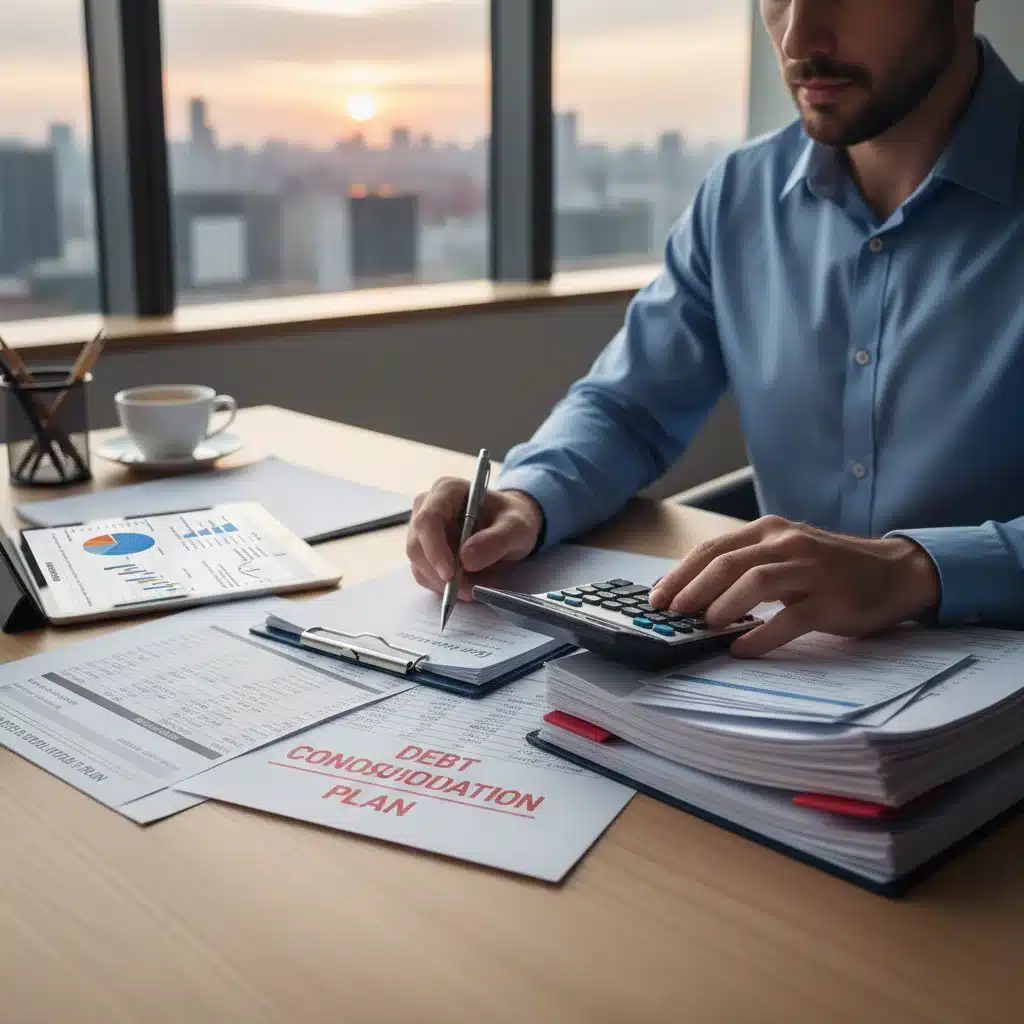 Personne analysant des documents financiers pour la consolidation de dettes.