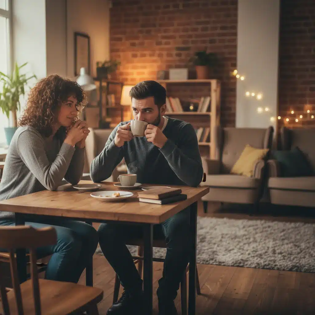 Deux amis en conversation profonde autour d'un café, symbolisant l'écoute active et l'empathie.