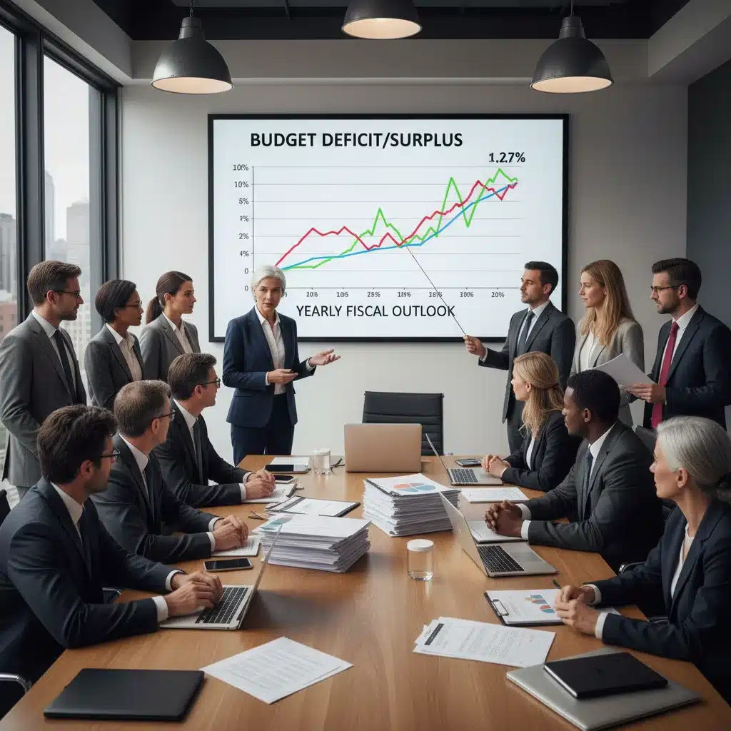 Politiciens et économistes débattant des impacts des réformes fiscales lors d'une réunion.